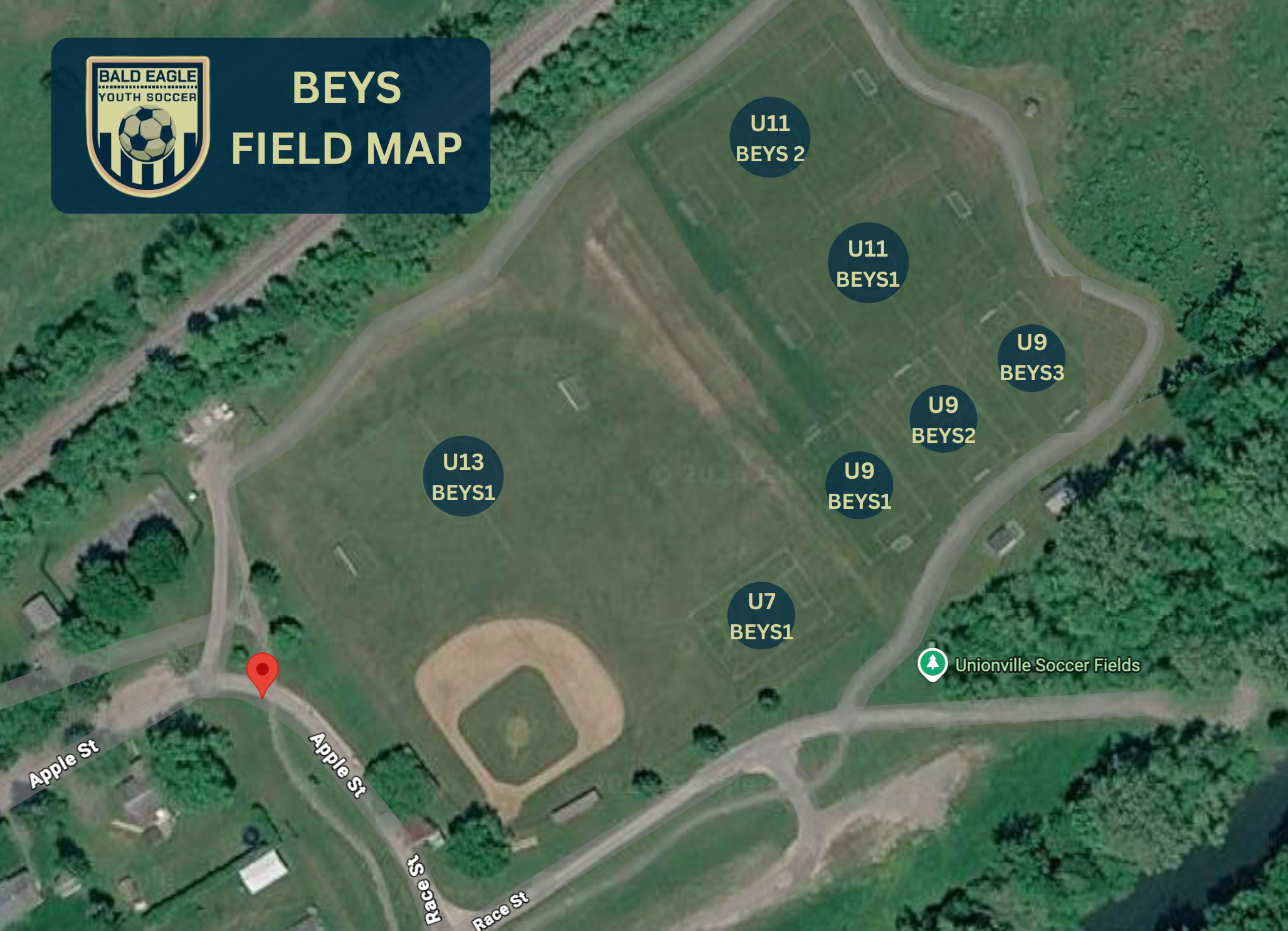 Bald Eagle Youth Soccer Field Map